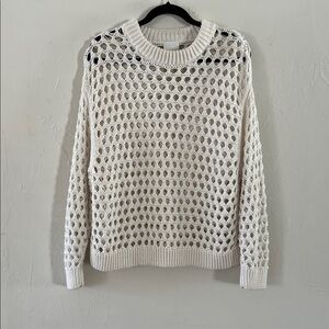 Cream Open-Knit Sweater Oversized Boho Cottage Core Festival Coastal Spring